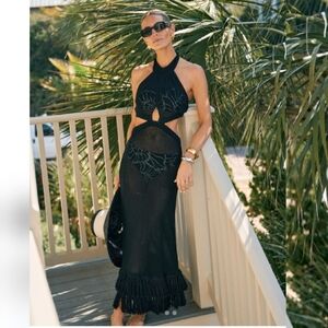 🏷Antonio Melani x M.G. Style Carmel Halter Fringe Maxi Dress Swim Cover Up